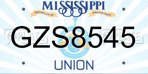 GZS8545 Mississippi License Plate