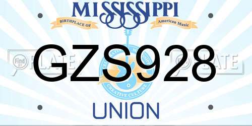 GZS928 Mississippi License Plate