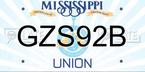 GZS92B Mississippi License Plate