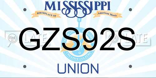 GZS92S Mississippi License Plate