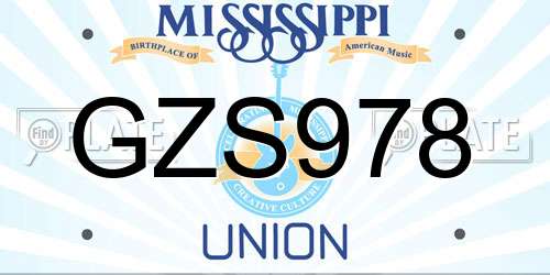 GZS978 Mississippi License Plate