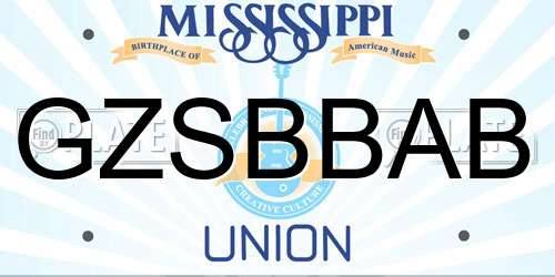 GZSBBAB Mississippi License Plate