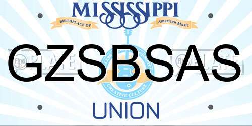 GZSBSAS Mississippi License Plate