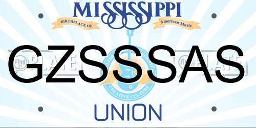 GZSSSAS Mississippi License Plate