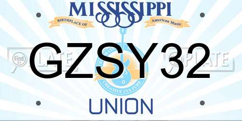 GZSY32 Mississippi License Plate