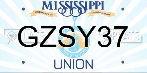 GZSY37 Mississippi License Plate