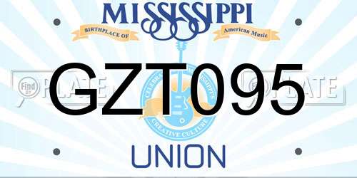 GZT095 Mississippi License Plate