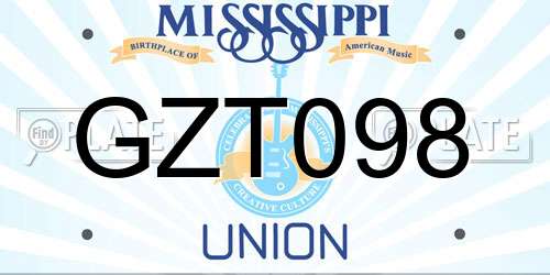 GZT098 Mississippi License Plate
