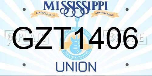 GZT1406 Mississippi License Plate