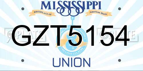 GZT5154 Mississippi License Plate