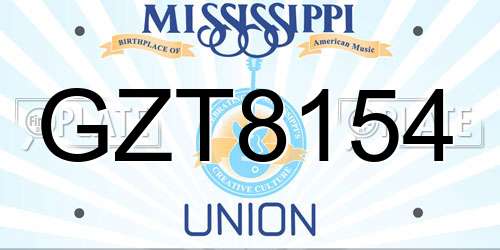 GZT8154 Mississippi License Plate