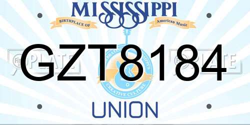 GZT8184 Mississippi License Plate
