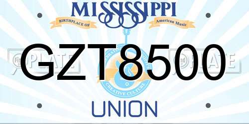 GZT8500 Mississippi License Plate