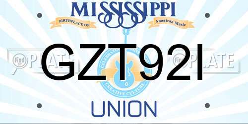 GZT92I Mississippi License Plate