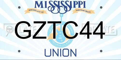 GZTC44 Mississippi License Plate