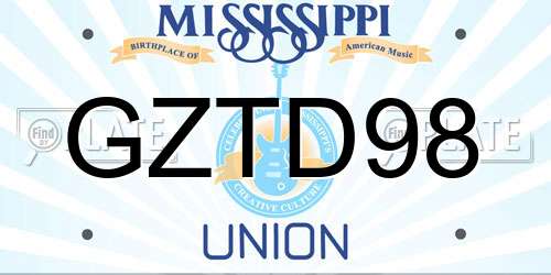 GZTD98 Mississippi License Plate