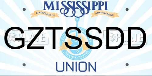 GZTSSDD Mississippi License Plate