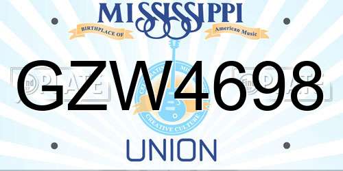 GZW4698 Mississippi License Plate