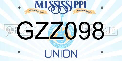 GZZ098 Mississippi License Plate