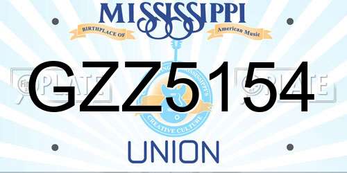 GZZ5154 Mississippi License Plate