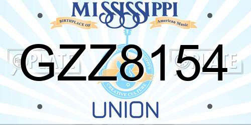 GZZ8154 Mississippi License Plate