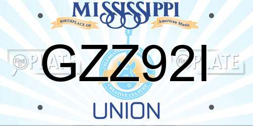 GZZ92I Mississippi License Plate