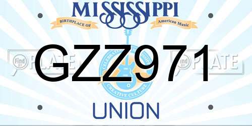 GZZ971 Mississippi License Plate