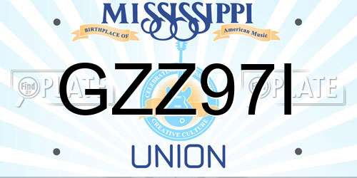 GZZ97I Mississippi License Plate