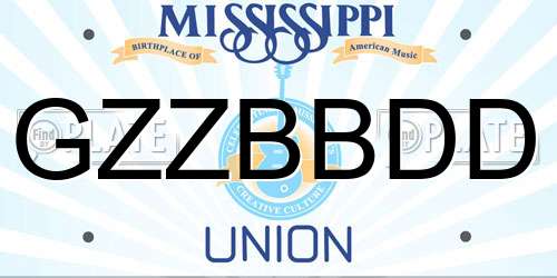 GZZBBDD Mississippi License Plate
