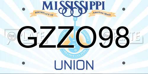 GZZO98 Mississippi License Plate