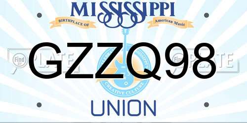 GZZQ98 Mississippi License Plate