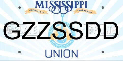 GZZSSDD Mississippi License Plate