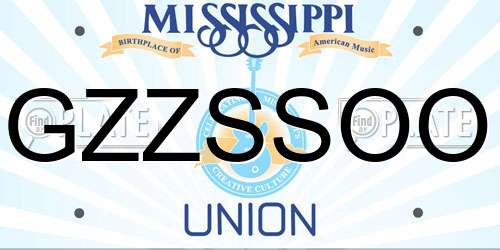 GZZSSOO Mississippi License Plate