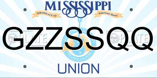 GZZSSQQ Mississippi License Plate