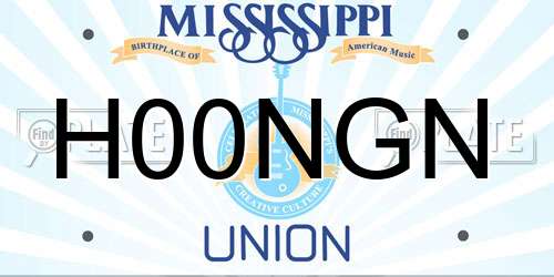 H00NGN Mississippi License Plate