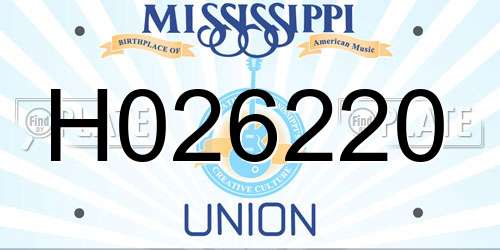 H026220 Mississippi License Plate