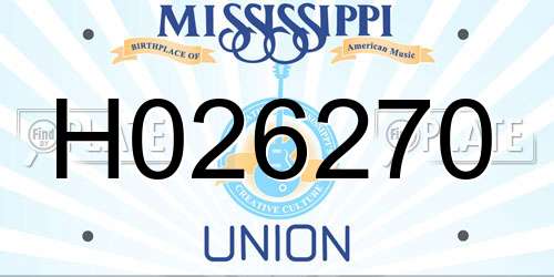 H026270 Mississippi License Plate