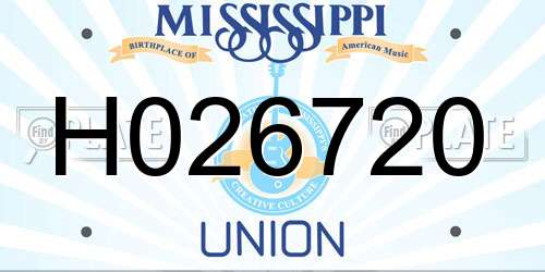 H026720 Mississippi License Plate
