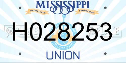 H028253 Mississippi License Plate