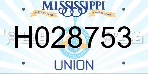 H028753 Mississippi License Plate