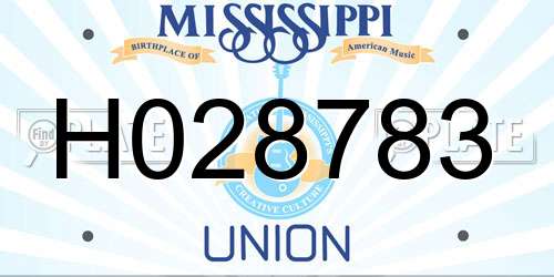 H028783 Mississippi License Plate