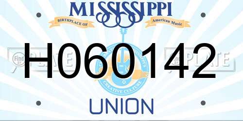 H060142 Mississippi License Plate