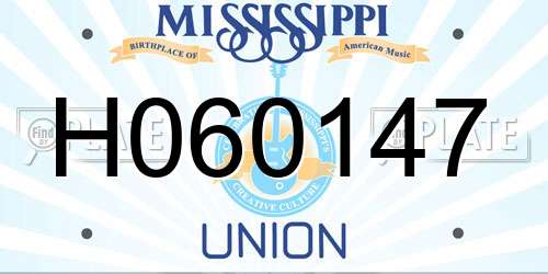 H060147 Mississippi License Plate