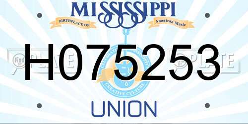 H075253 Mississippi License Plate
