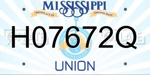 H07672Q Mississippi License Plate