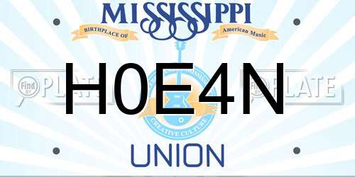 H0E4N Mississippi License Plate