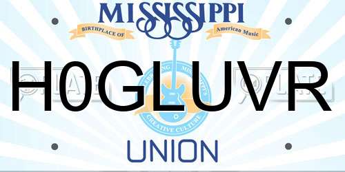 H0GLUVR Mississippi License Plate