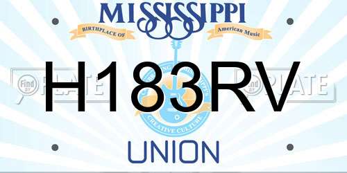 H183RV Mississippi License Plate