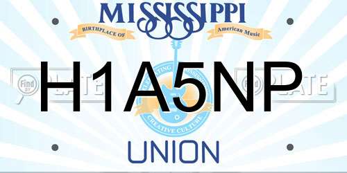 H1A5NP Mississippi License Plate