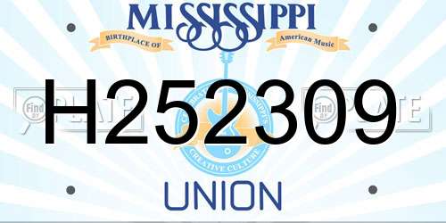 H252309 Mississippi License Plate